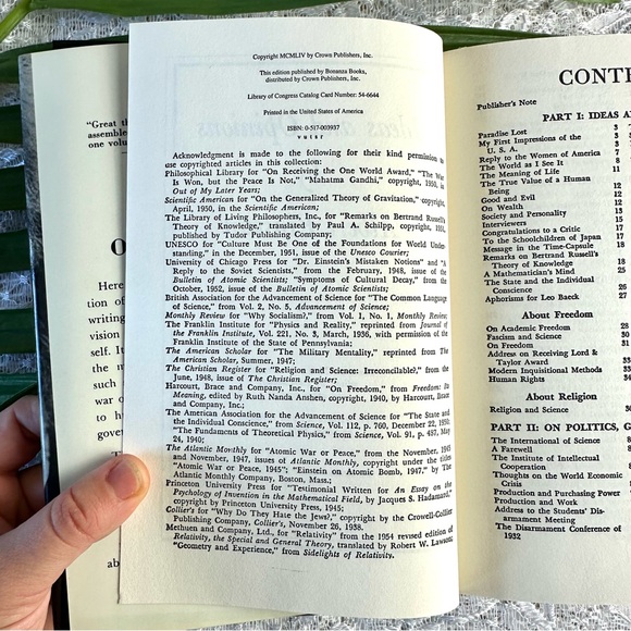 Vintage Hardcover Ideas & Opinions Albert Einstein Coffee Table Book - Picture 3 of 4